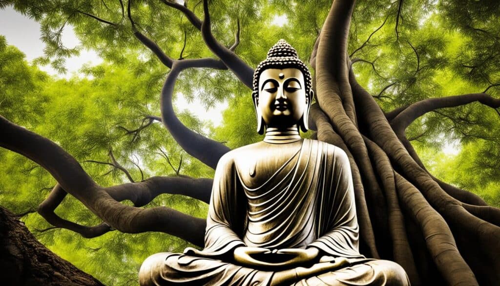 Buda Gautama alcançando a iluminação espiritual