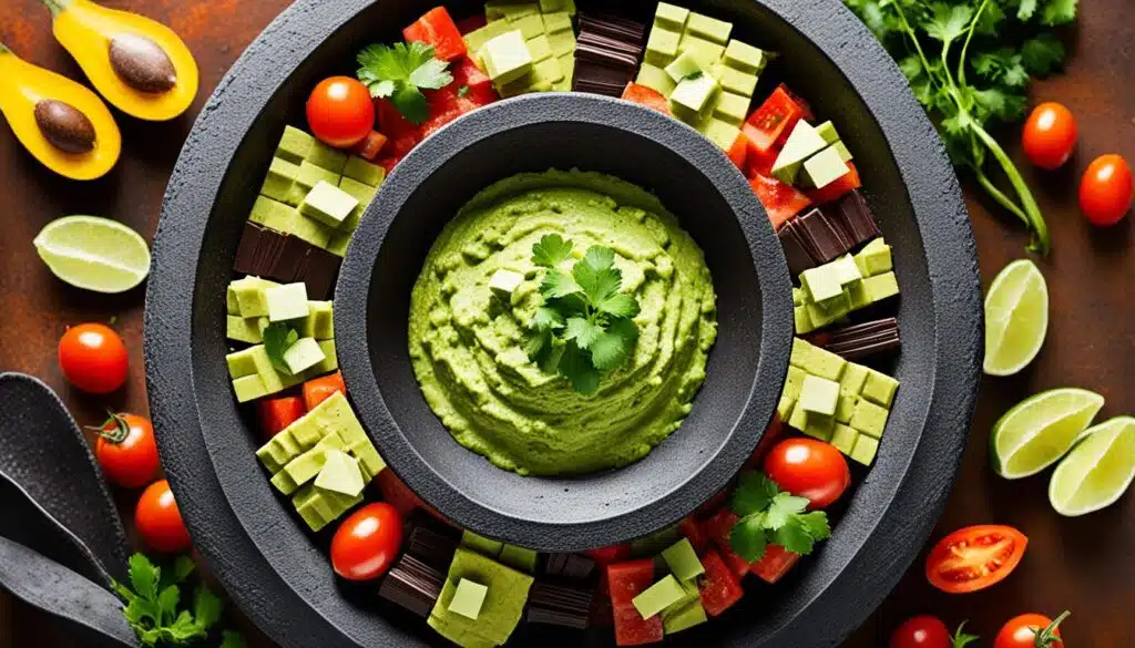 guacamole e chocolate na culinária mexicana