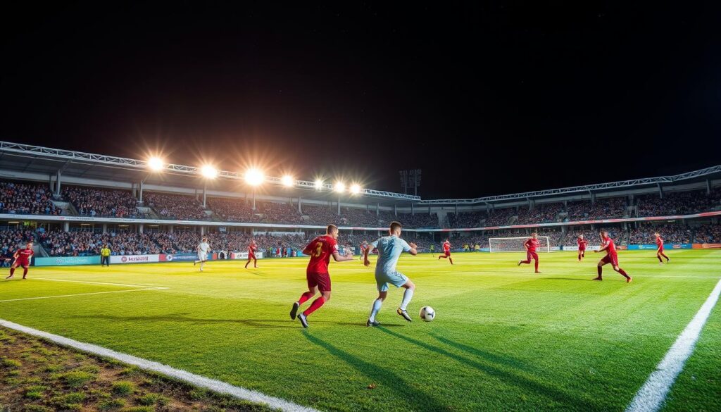partida de futebol noturna